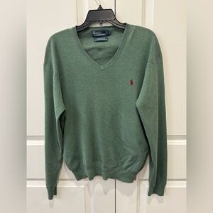 Polo by Ralph Lauren Pima Cotton V Neck Sweater Mens Size Large  Green Pullover